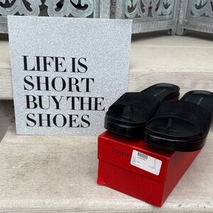 Donald J. Pliner Black Suede Platform Slide Sandals